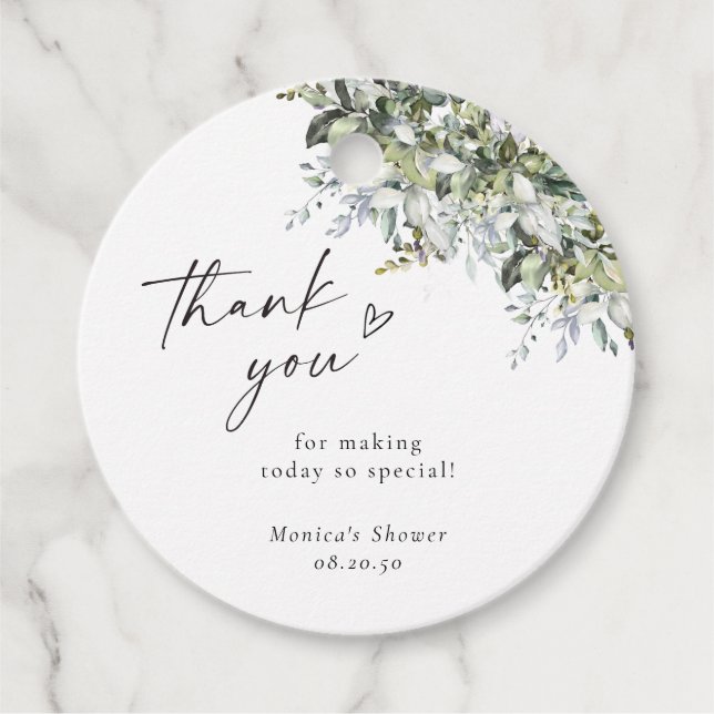 Greenery Herbal Baby Shower Gift Märkre Gåvor Etiketter (Framsida)