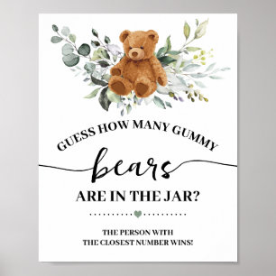 Greenery Hur många gummiburar visar speltecken Poster