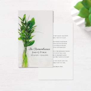 Greenery in Vas Funeral Prayer Card Visitkort