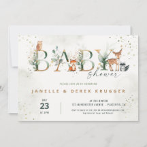 Greenery-inbjudan till Woodland Baby Shower