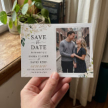 Greenery Ivory White Guld Elegant Blommigt Photo