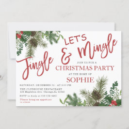 Greenery Jingle och Mingle Helgdag jul Party Inbjudningar