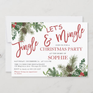 Greenery Jingle och Mingle Helgdag jul Party Inbjudningar