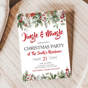 Greenery Jingle och Mingle jul Party Inbjudningar