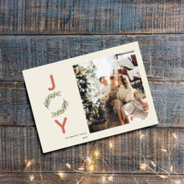 Greenery Joy Jul Utandning Botaniskt foto Julkort