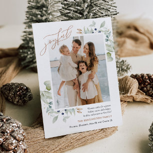 Greenery jul Photo Helgdag Card, Elegant Inbjudningar