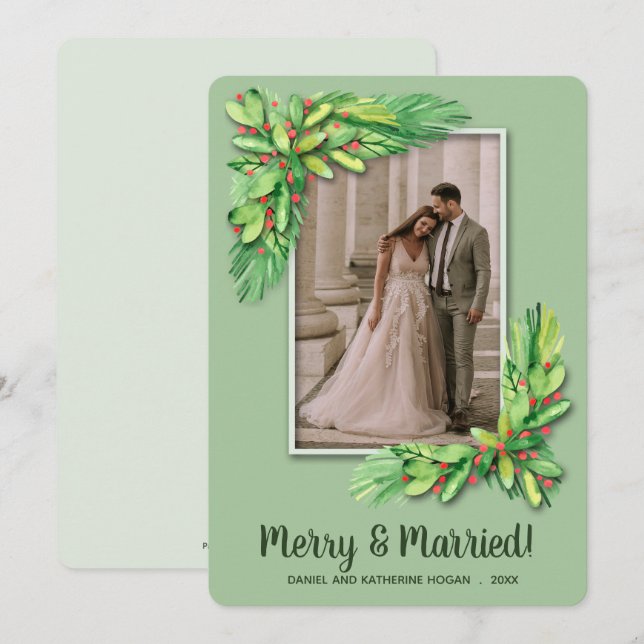 Greenery jul Photo Julkort (Fram/baksida)