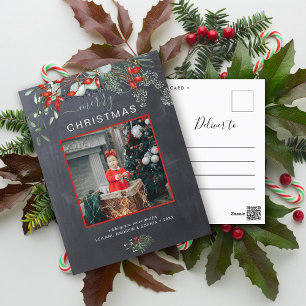 Greenery jul Photo Watercolor Chalkboard Helg Vykort