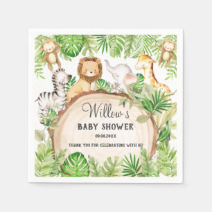 Greenery Jungle Animals Baby Shower 1:a födelseda Pappersservett