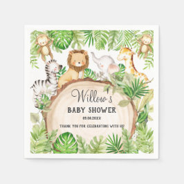 Greenery Jungle Animals Baby Shower 1:a födelsedag Pappersservett