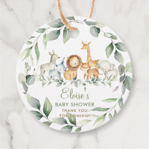 Greenery Jungle Animals Baby Shower Birthday Gåvor Etiketter