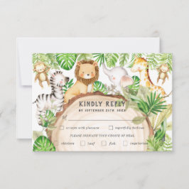 Greenery Jungle Animals Baby Shower Meal Choal OSA Kort