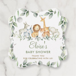 Greenery Jungle Animals Baby Shower Tack Favo Gåvor Etiketter