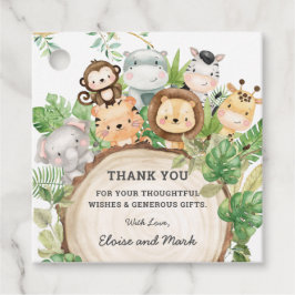 Greenery Jungle Animals Baby Shower Tack Favo Gåvor Etiketter