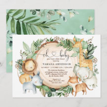 Greenery Jungle Safari Vilda djur Baby Shower
