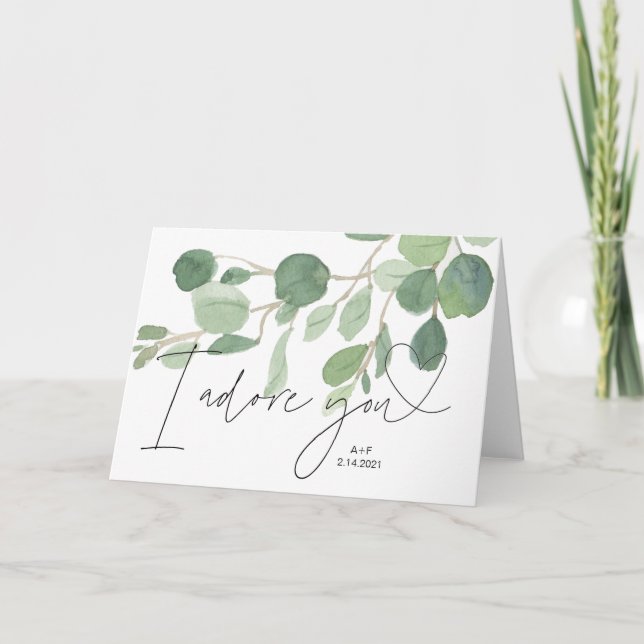Greenery Kärlek-kort för honom, jubileumskort Kort (Framsida)