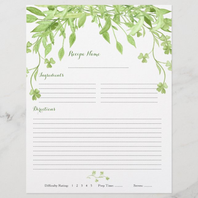 Greenery Klöver Blommigt Binder Recipe Inserts Reklamblad (Framsidan)