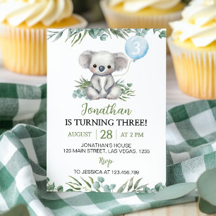 Greenery Koala Boy Birthday-inbjudan Inbjudningar