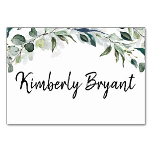 Greenery Lämnar ett individuellt Guest Namn Bord-k Bordsnummer