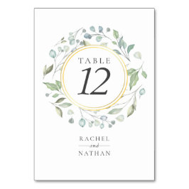 Greenery Laurel Garland Faux Gold Foil Bröllop Bordsnummer