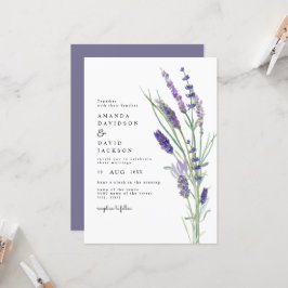 Greenery Lavender Lilac Lila Lila Garden Wedding Inbjudningar