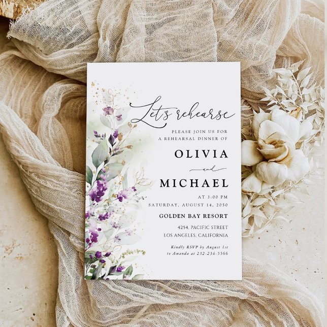 Greenery Lavender Rehearsal Middagsinbjudan Inbjudningar (Skapare uppladdad)