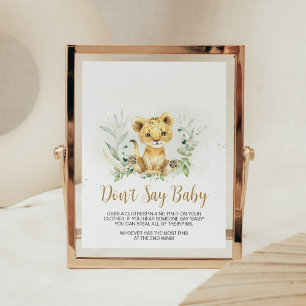 Greenery Lejon Baby Shower Säg inte Baby Poster