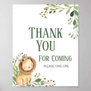 Greenery Lejon Baby Shower Tack för att du kom Poster