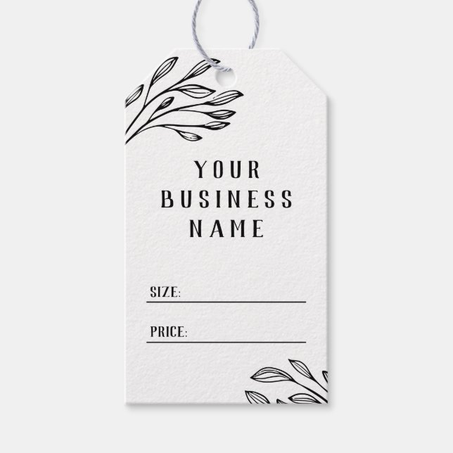 Greenery Line Art Business Namn Social Media Pris Presentetikett (Framsidan)