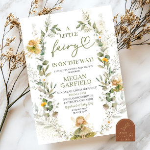 Greenery Little Fairy Baby Shower Inbjudningar