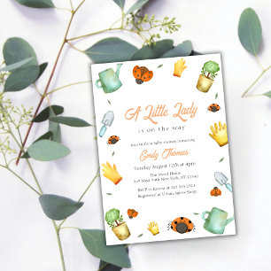 Greenery Little Ladybug Garden Baby Shower Inbjudningar