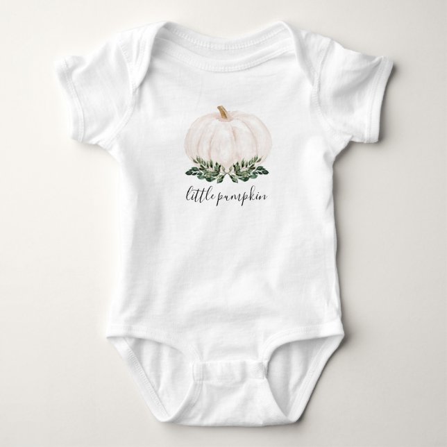 Greenery Little Pumpkin 1st Birthday Outfit T Shirt (Framsida)