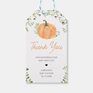 Greenery Little Pumpkin Baby Shower Favor Taggar Presentetikett