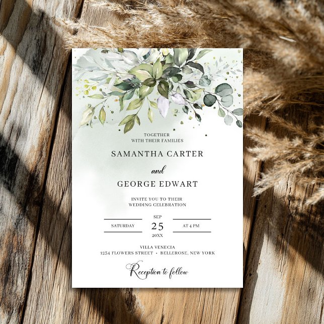 Greenery löv boho eucalyptus personzied inbjudningar (Greenery leaves boho eucalyptus personalized invitation)