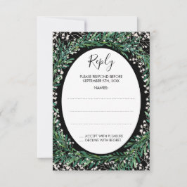 Greenery Löv & Florets Monogram Black Reply OSA Kort