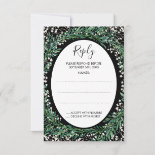 Greenery Löv & Florets Monogram Black Reply OSA Kort