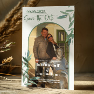 Greenery Löv Photo Arch Spara datumet Inbjudningar