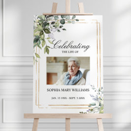Greenery Löv & Photo Memorial Funeral Poster