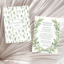 Greenery löv wandeboho bröllop-informationskort tilläggskort
