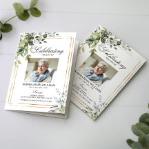 Greenery Lövs Photo Memorial Funeral Programs