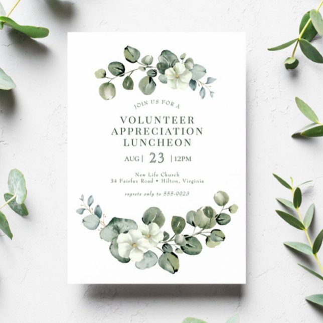 Greenery Luncheon Personals Volunteer-uppskattning Inbjudningar (Skapare uppladdad)