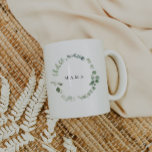 Greenery "MAMMA" Mugg<br><div class="desc">Detta är ett enkelt, elegant eucalyptus "mamma" mugg vattencolor grey inslag och ett modernt typsnitt. Redigera alla ordalydelser och all färg* i bröllopsprogrammet mall. * färg i vattenfärgsgrönenery är inte redigerbart // För matchande artiklar, gå till "ASHTON"-samlingen i Sincerely By Nicole Zazzle-butiken. * Om du tycker om den här designen...</div>