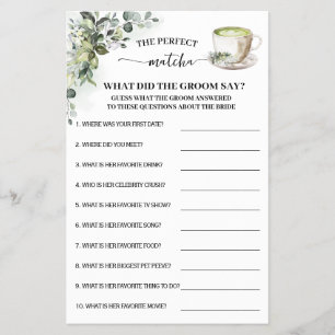 Greenery Matcha Vad Groom Säger Duschspelkort Flygblad