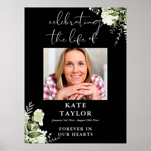 Greenery Memorial Celebration Of Life Photo Poster (Framsidan)