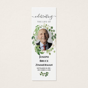 Greenery Memorial Dikt Prayer Funeral Bookmark Litet Visitkort