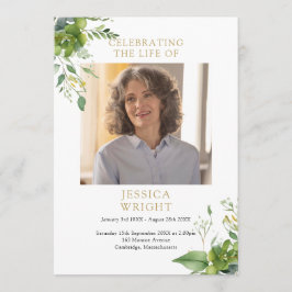 Greenery Memorial Funeral Order of Service Program