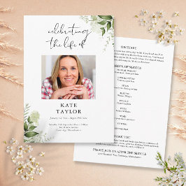 Greenery Memorial Funeral Order of Service Program