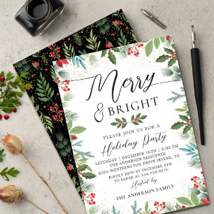 Greenery Merry & Bright Holly Berries Helgdag Inbjudningar