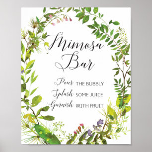 Greenery Mimosa Pub Sign Poster