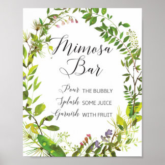 Greenery Mimosa Pub Sign Poster